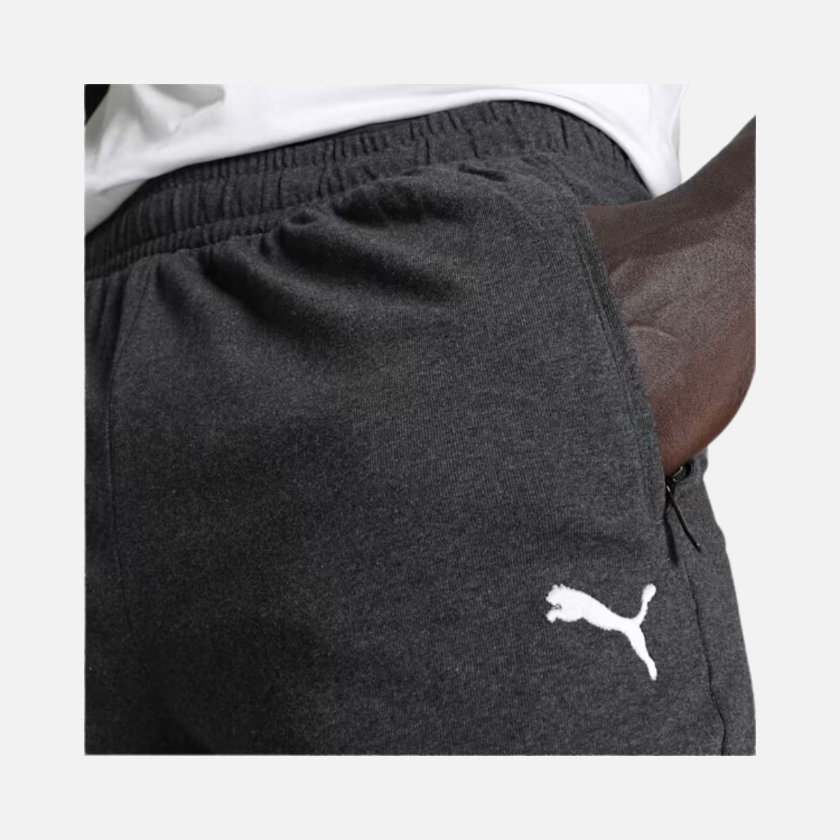 Puma Zippered Jersey Men's Regular Fit Shorts -Dark Gray Heather-cat