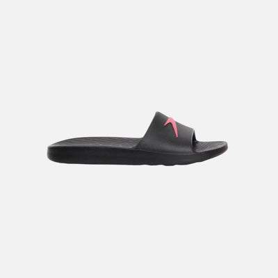Speedo Women's Single Colour Slides - Black & Raspberry Fill