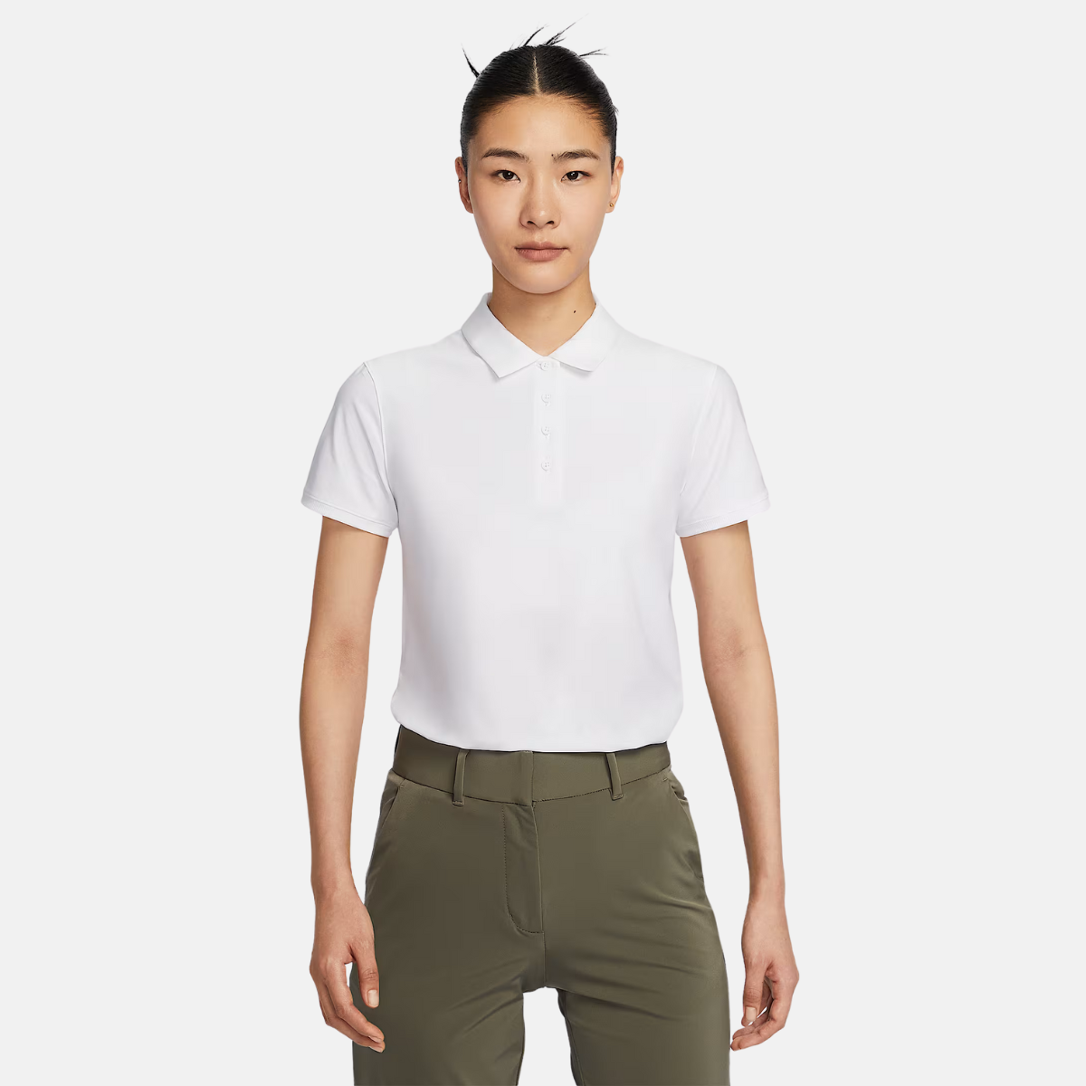 Nike Victory Dri-FIT Women's Quick Dry Short Sleeve Golf Lapel T-Shirt – White/Black