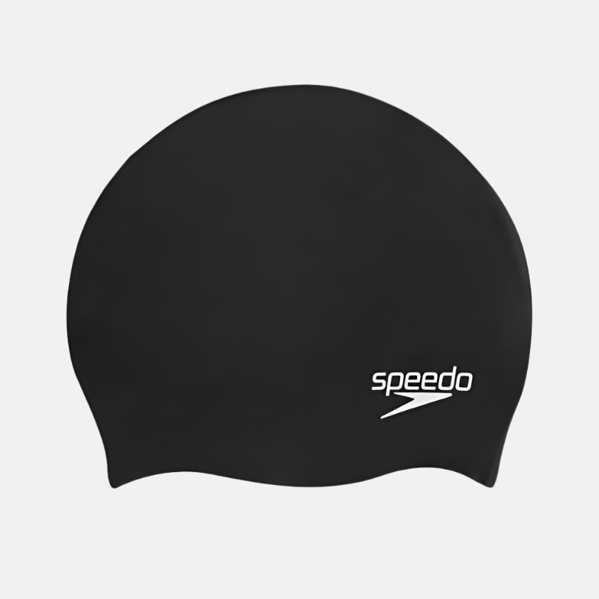 Speedo Junior Plain Moulded Silicone Cap -Black/Blue