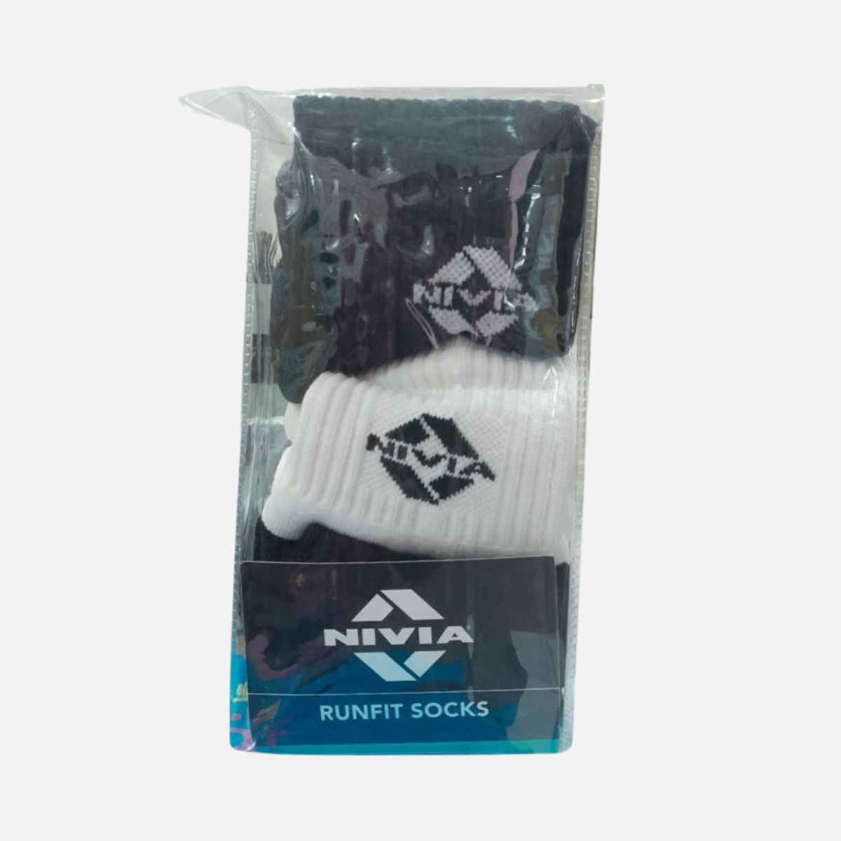 Nivia Plain Encounter Unisex Socks 3 Pairs Ankle Length -White/Black/Blue