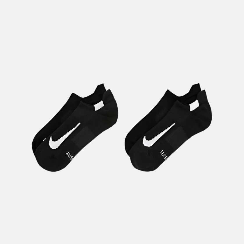 Nike Multiplier Running No-Show Socks (2 Pairs) -Black/White