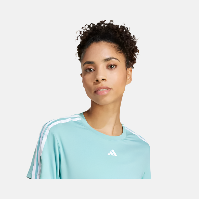 Adidas Aeroready Train Essentials 3-Stripes Women's Training T-Shirt -Mint Tone