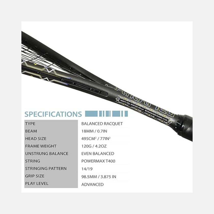 Tanso Mirai 120 Graphite Strung Squash Racquet -Black