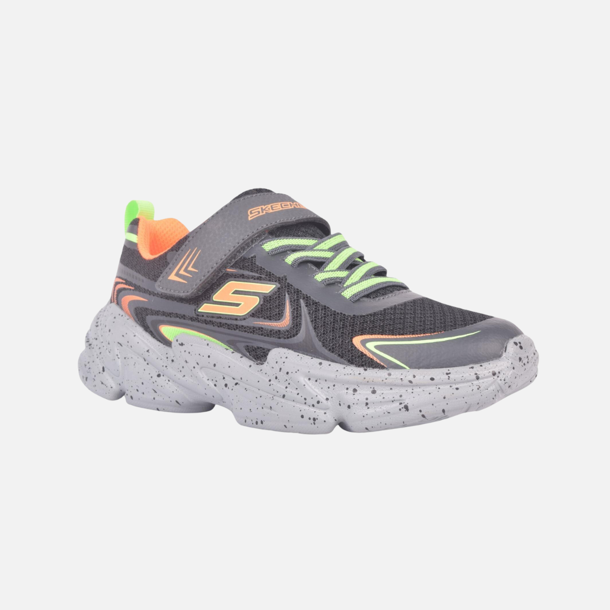 Skecher Wavetronic-Ravlor Kids Shoes (4-9 Year) -Black/Charcoal/Orange