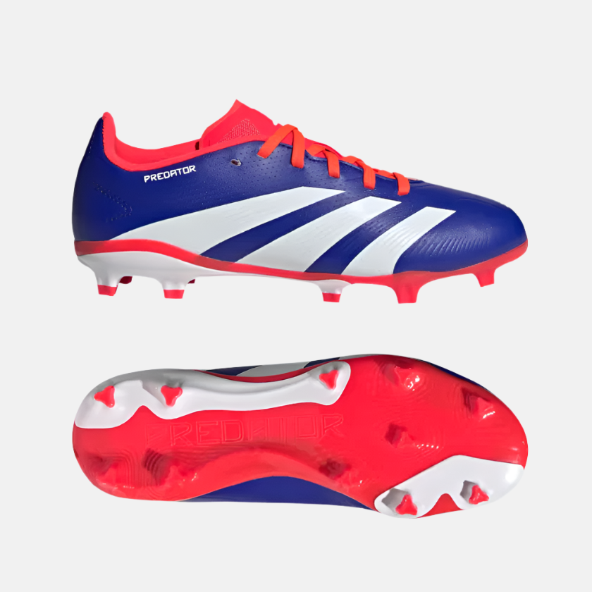 Adidas Predator League Firm Ground Kids Unisex Football Shoes -Lucid Blue/Cloud White/Solar Red