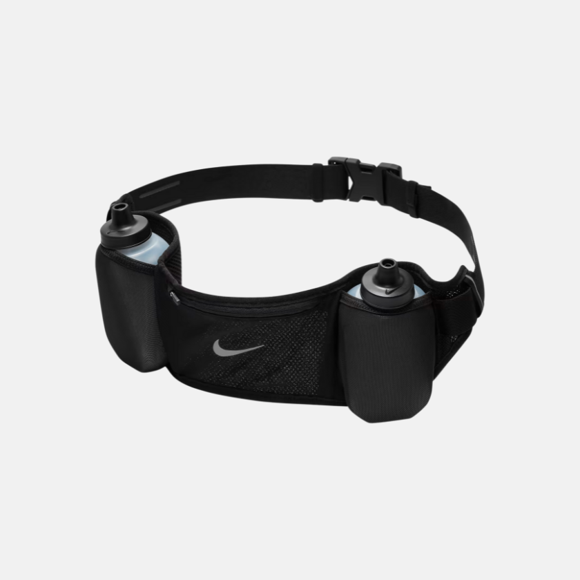 Nike 24 oz Flex Stride Double Running Hydration WB Belt - Black/Silver
