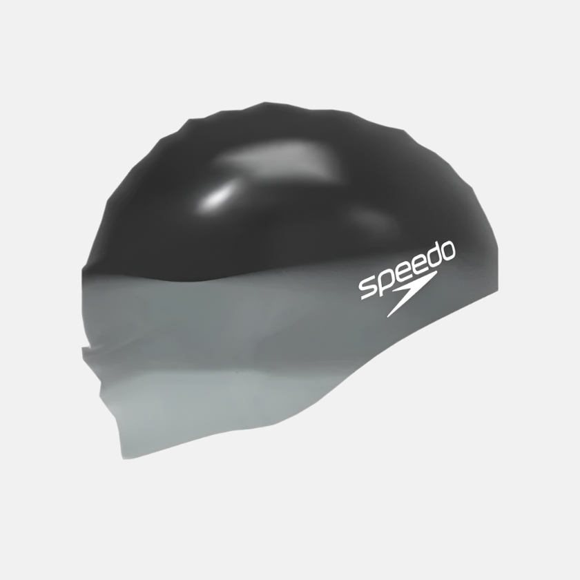 Speedo Chlorine Resistant Silicon Swim Adult Unisex Cap -Black/Blue