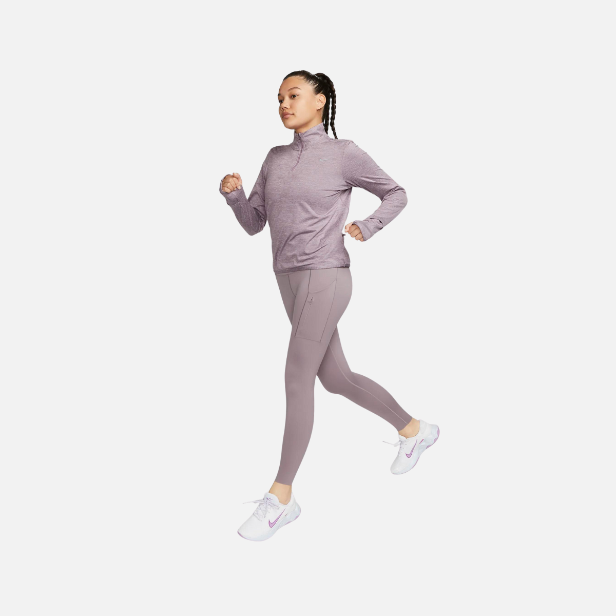 Nike Dri-FIT Swift UV Women's 1/4-Zip Running Top -Violet Dust/Pewter/Heather