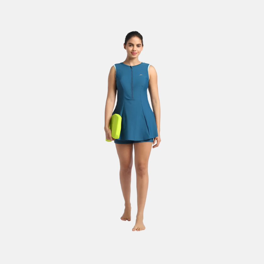 Speedo Closedback Swimdress With Boyleg Women's Swimsuit -Darkteal/Marineblue