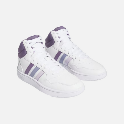 Adidas Hoops 3.0 Mid Women's Basketball Shoes -Cloud White/Silver Dawn/Silver Violet