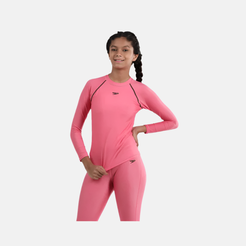 Speedo Recycled Endura Brite Long sleeve Girl's Suntop - Fandango Pink/True Navy