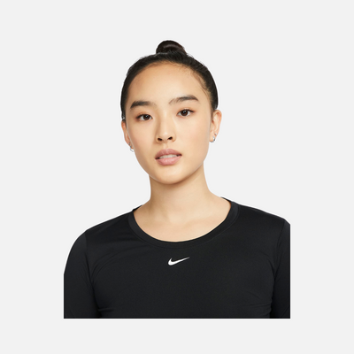 Nike Dri-FIT One Women's Standard Fit Long-Sleeve Top -Black/White