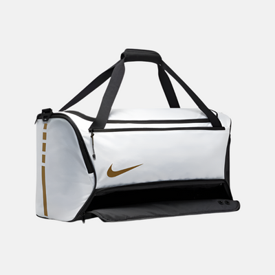 Nike Hoops Elite Duffel Bag (57L) -White/Black/Metallic Gold