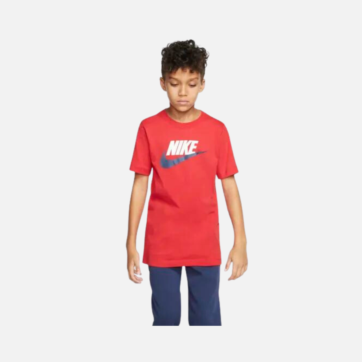 Nike Sportswear Older Kids' Cotton T-Shirt -University Red/White/Midnight Navy