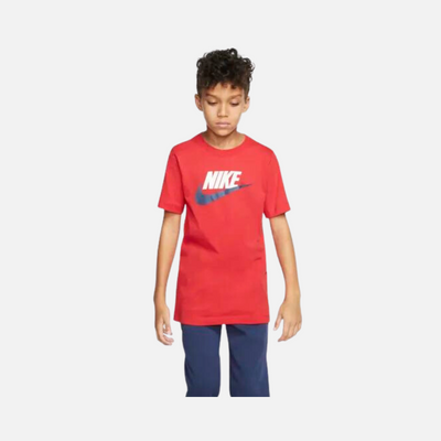 Nike Sportswear Older Kids' Cotton T-Shirt -University Red/White/Midnight Navy