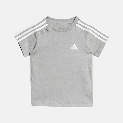 Adidas Essentials Sports Kids Unisex T-shirt and Shorts Set (6-4Year) -Medium Grey Heather/White