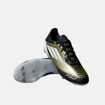 Adidas F50 League Messi Firm Unisex Football Ground Shoes -Gold Metallic/Cloud White/Core Black
