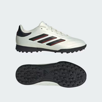 Adidas Copa Pure II League Turf Fooball Kids Unisex Shoes (4-16Year) -Ivory/Core Black/Solar Red