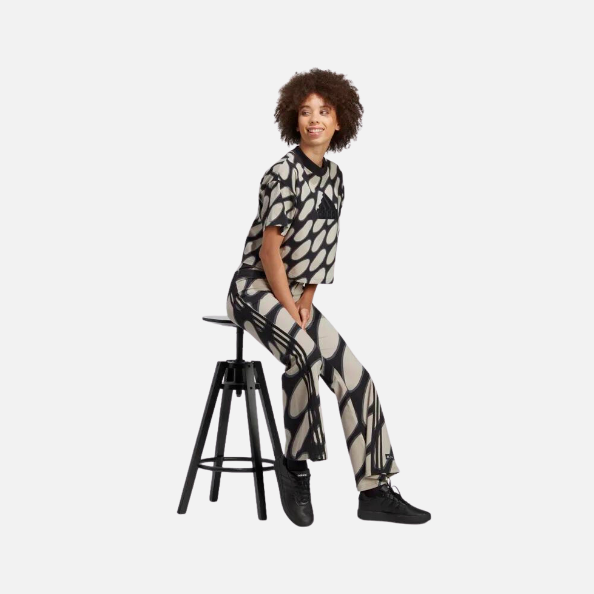 Adidas X Marimekko Future Icons Women Sportswear Flared Leggings -Light Brown/Black/Grey Six