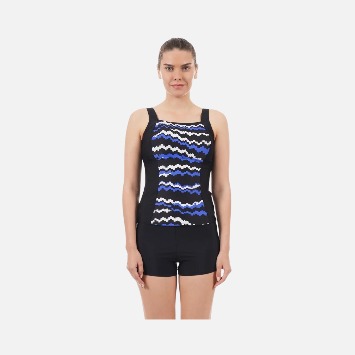 Speedo Penny Tankini Women's Swimwear 2pc -Black/White/Chroma Blue