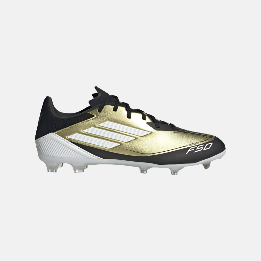 Adidas F50 League Messi Firm Unisex Football Ground Shoes -Gold Metallic/Cloud White/Core Black