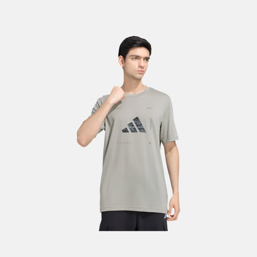 Adidas M Box Logo Men's Training T-shirt -Silver Pebble