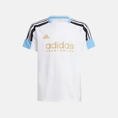 Adidas Tiro Nations Pack Kids Unisex T-shirt (7-16Year) -White/Light Blue/Black/Hazy Beige