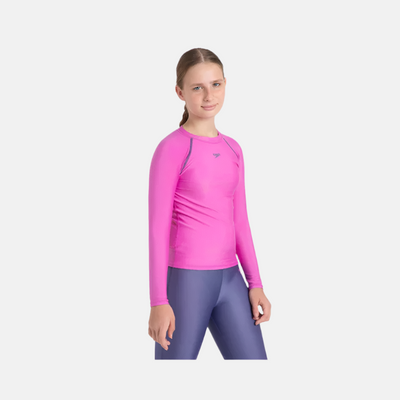 Speedo Endura Brite Long Sleeve Girl's Suntop -Neon Violet/Hapuna Blue