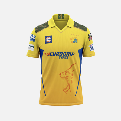 Chennai Super King 2024 Dhoni 7 Official Match Adult Half Sleeve Jersey -Yellow