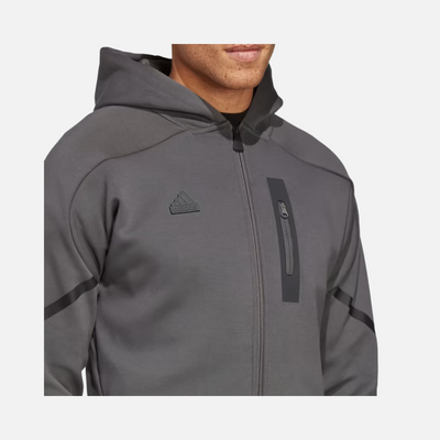 Adidas Designed Men's Full Zip Hoodie -Grey Six