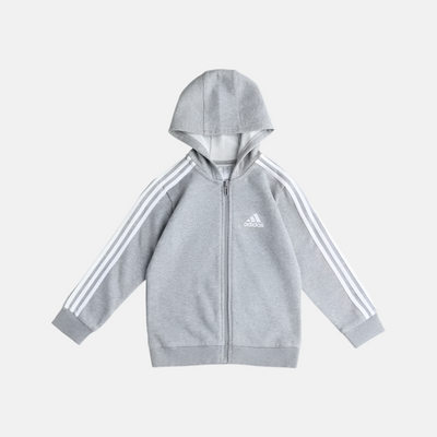 Adidas I 3 Stripes Hooden Full sleeve Kids Unisex Set (6-4Years) -Medium Grey Heather