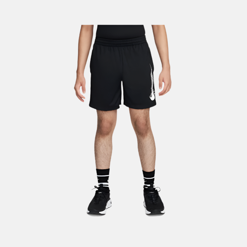 Nike Multi Older Kid's Boy Dri-FIT Shorts -Black/White