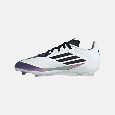 Adidas Messi F50 League Firm/Multi-Ground Kids Unisex Football Shoes (8-14 Year) -Cloud White/Core Black Purple