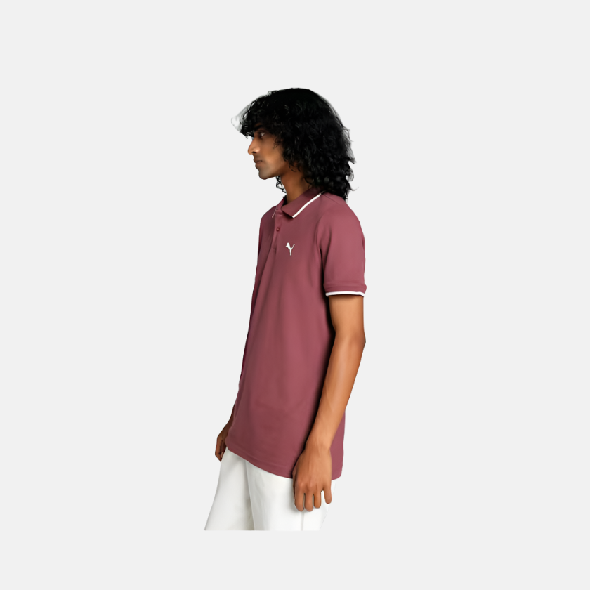 Puma Collar Tipping Heather Men's Slim Fit Polo T-shirt -Wood Violet