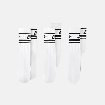 Nike Sportswear Dri-FIT Everyday Essential Crew Socks (3 Pairs) -White/Black/Black