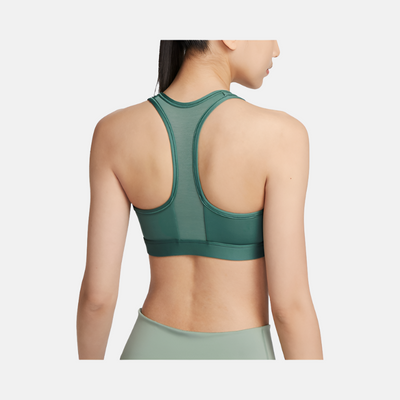 Nike Medium Strength Support Swoosh Inseam Lining Women's Training Bra -Green/White