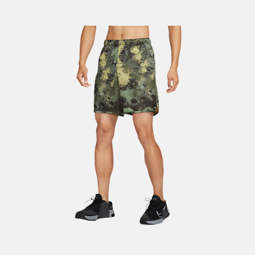 Nike Totality Camo 18cm (approx.) Dri-FIT Unlined Fitness Men's Shorts -Oil Green/Black/Medium Olive/Black