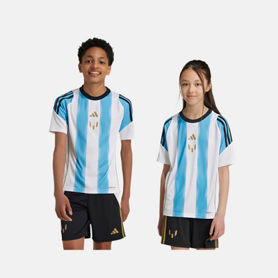 Adidas Messi Football Training Kids Unisex Jersey (5-16year)-White/Semi Blue Burst