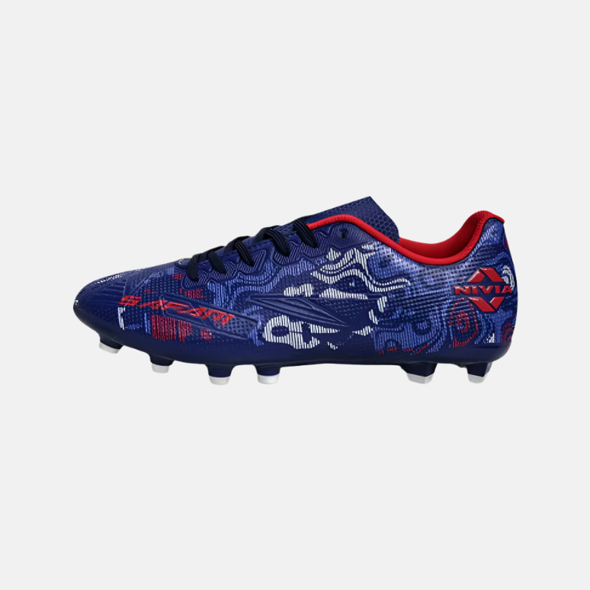 Nivia Safari Men's Football Shoes -Navy Blue/Red