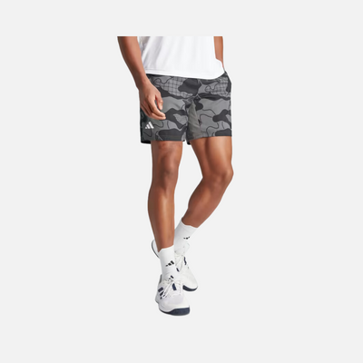 Adidas Club Graphic Men's Tennis Short -Grey Five/Black/Carbon