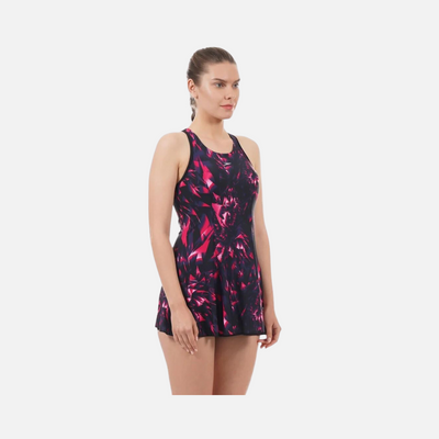 Speedo Allover Print Racerback Women's Swimdress -Black/Jewel Pink/Ecstatic/White