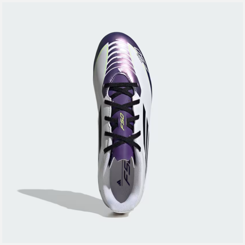 Adidas F50 Club Messi Flexible-Ground Football Shoes -Cloud White/Core Black/Purple