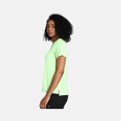 Puma Solid Round Neck Polyester Women T-Shirt -Speed Green