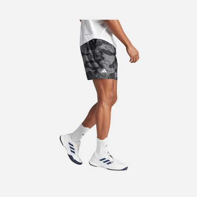 Adidas Club Graphic Men's Tennis Short -Grey Five/Black/Carbon
