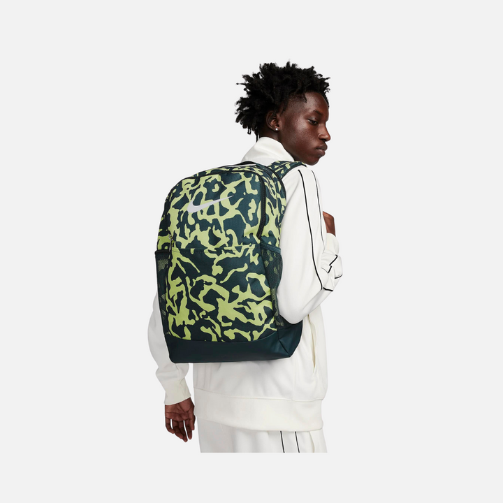 Nike Brasilia Backpack (Medium, 24L) -Deep Jungle/Light Lemon