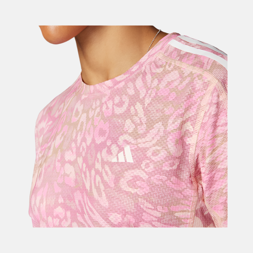 Adidas Own the Run Climacool 3-Stripes Women's T-shirt -Powder Coral