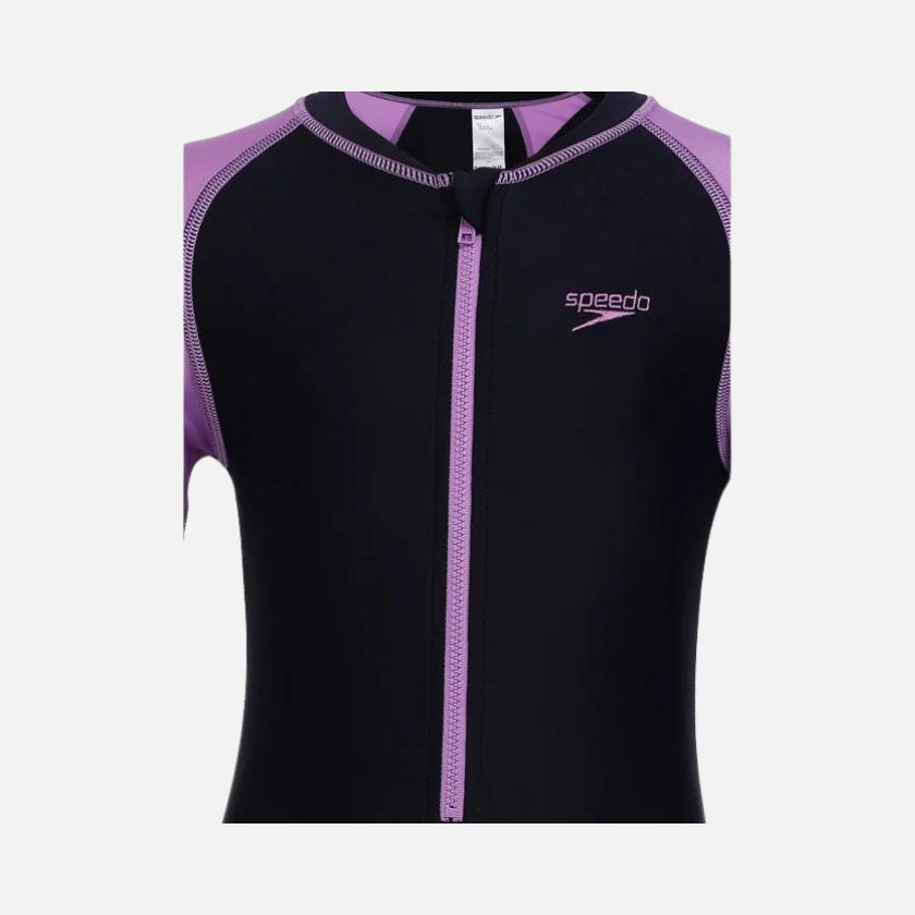 Speedo Endurance All in One Junior Girl Swim Suit -True Navy/Sweet Purple