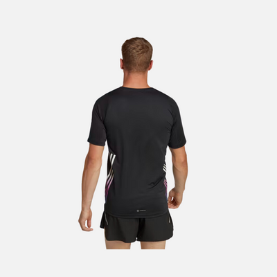 Adidas Run Icons 3 Stripes Men's Running T-shirt -Black