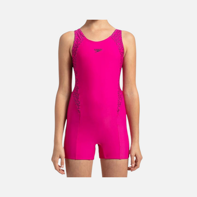 Speedo Junior Female Hyperboom Splice Mback Legsuit -Electric Pink/True Navy